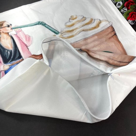 Starbucks Frappuccino Venti and Lady Decorative Pillowcase - Picture 6 of 12